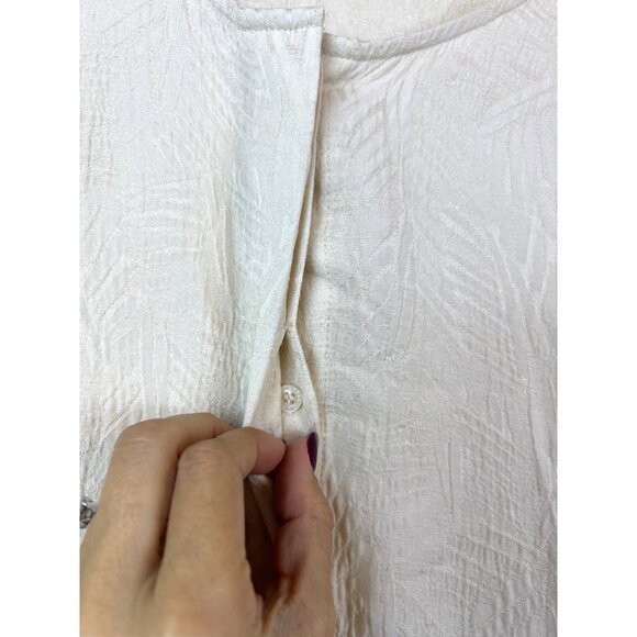 Karl Lagerfeld Paris Women's M Button-Up Blouse Ivory Flowy Textured Top - Picture 9 of 13